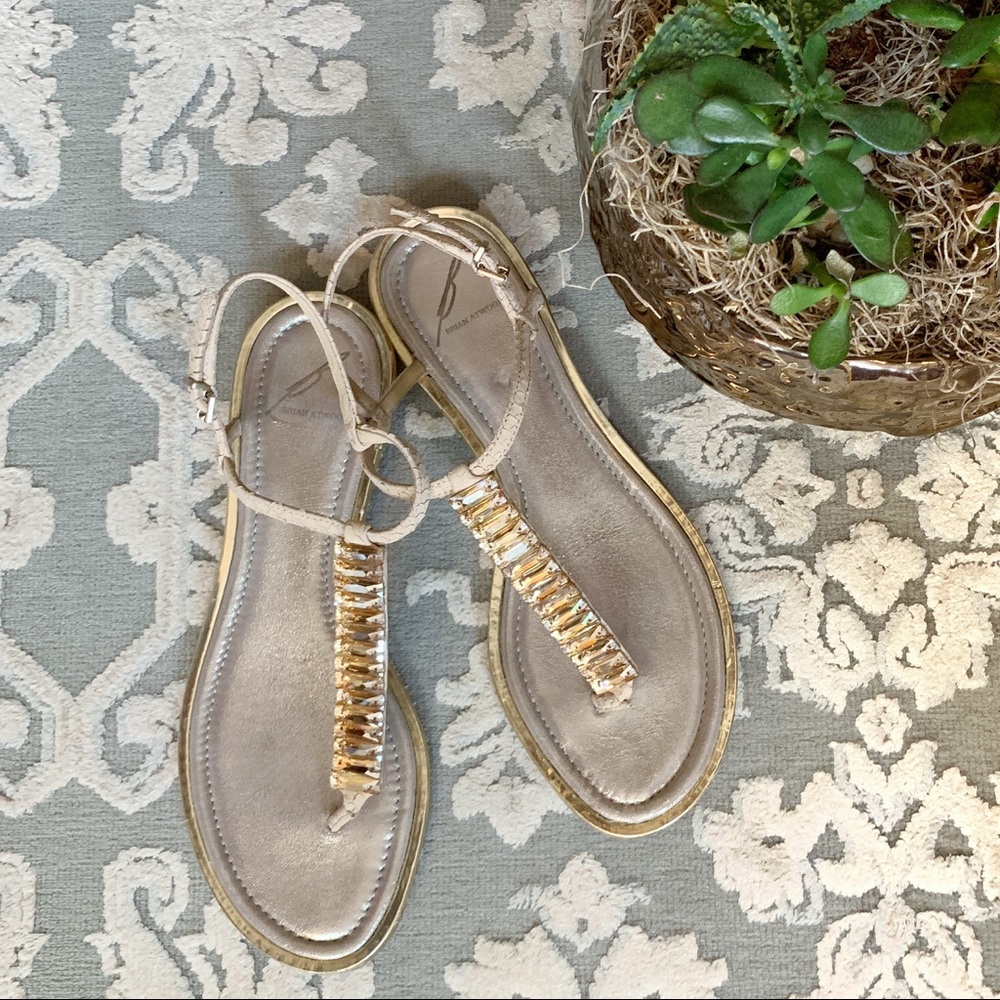 Brian Atwood Embellished Callas T-strap Sandal 7.5